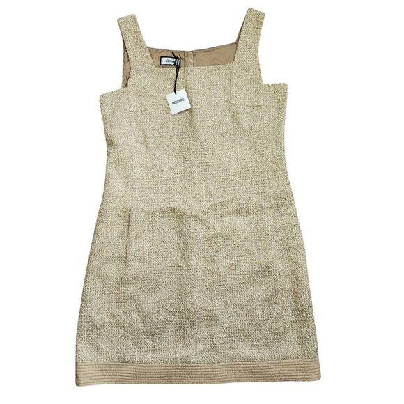 Moschino Dress 12 Sheath Tweed Gold Sleveless Holiday $459 Retail - Picture 1 of 5